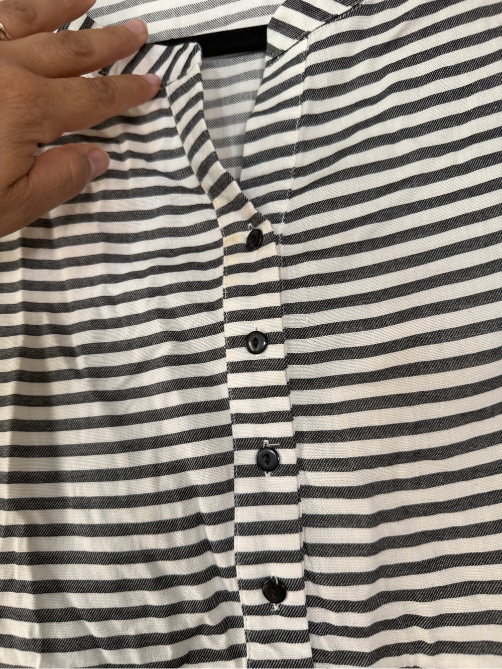 Striped Button-Front Babydoll Top - Picture 3 of 6